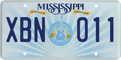 MS license plate XBN011