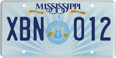 MS license plate XBN012