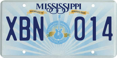 MS license plate XBN014