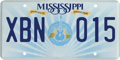MS license plate XBN015