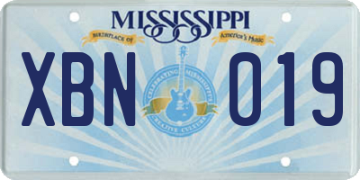 MS license plate XBN019