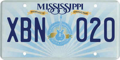 MS license plate XBN020