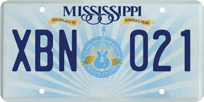 MS license plate XBN021
