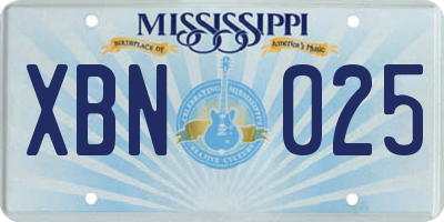 MS license plate XBN025