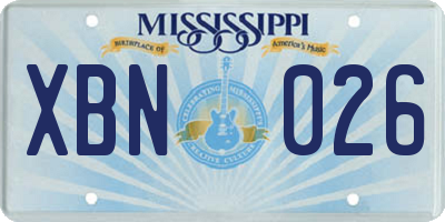 MS license plate XBN026