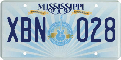MS license plate XBN028