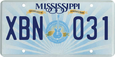 MS license plate XBN031