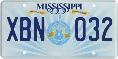 MS license plate XBN032