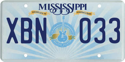 MS license plate XBN033