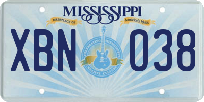 MS license plate XBN038