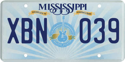 MS license plate XBN039