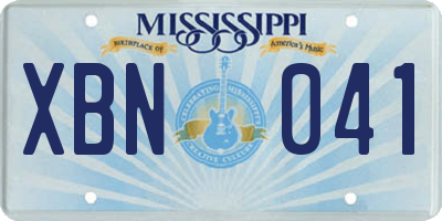 MS license plate XBN041