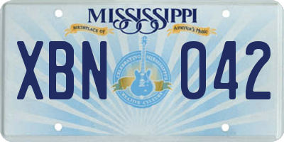 MS license plate XBN042