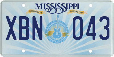 MS license plate XBN043