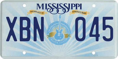 MS license plate XBN045