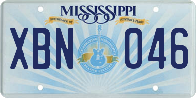 MS license plate XBN046