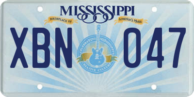 MS license plate XBN047