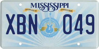 MS license plate XBN049