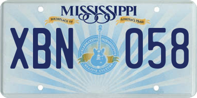 MS license plate XBN058