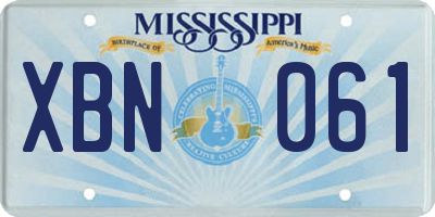 MS license plate XBN061