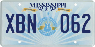 MS license plate XBN062