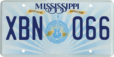 MS license plate XBN066