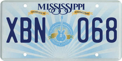 MS license plate XBN068