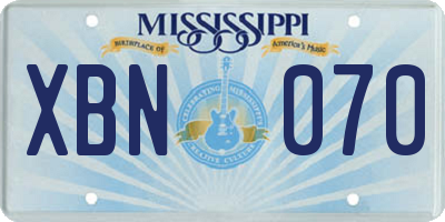 MS license plate XBN070