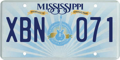 MS license plate XBN071