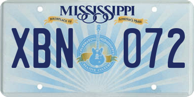MS license plate XBN072