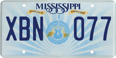 MS license plate XBN077