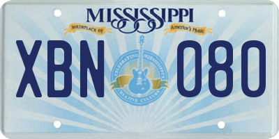 MS license plate XBN080