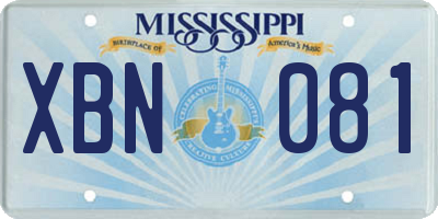 MS license plate XBN081