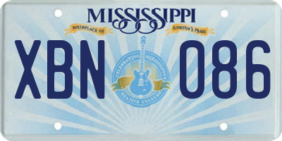MS license plate XBN086