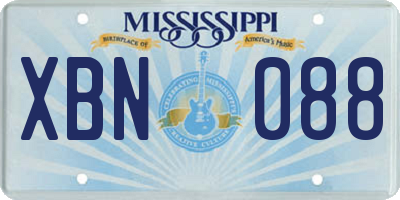MS license plate XBN088