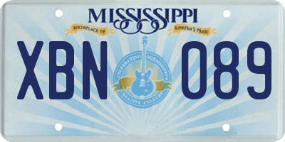 MS license plate XBN089