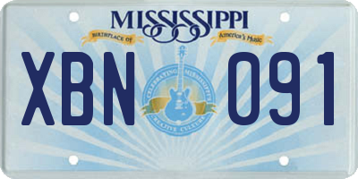 MS license plate XBN091