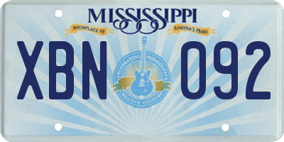 MS license plate XBN092