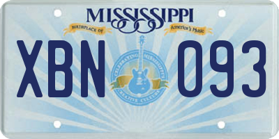 MS license plate XBN093