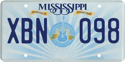 MS license plate XBN098