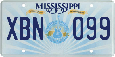 MS license plate XBN099