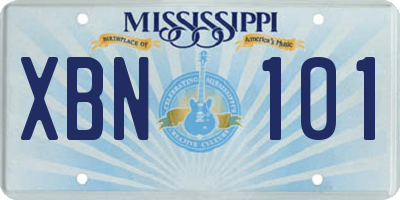 MS license plate XBN101