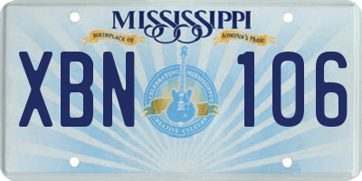 MS license plate XBN106