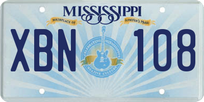 MS license plate XBN108