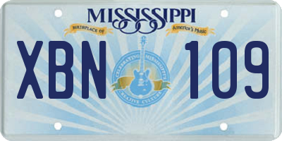 MS license plate XBN109