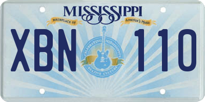 MS license plate XBN110