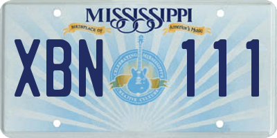 MS license plate XBN111