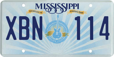 MS license plate XBN114