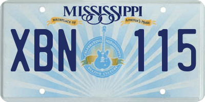 MS license plate XBN115