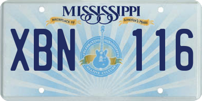 MS license plate XBN116